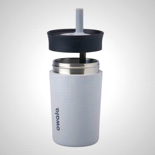 Grey Owala 12oz Stainless Steel Tumbler - Spill-Resistant Kids Cup for Ages 3+
